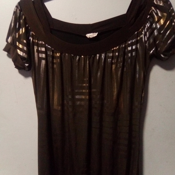INTERI brand cold shoulder rouched  brown print dress - Picture 6 of 8
